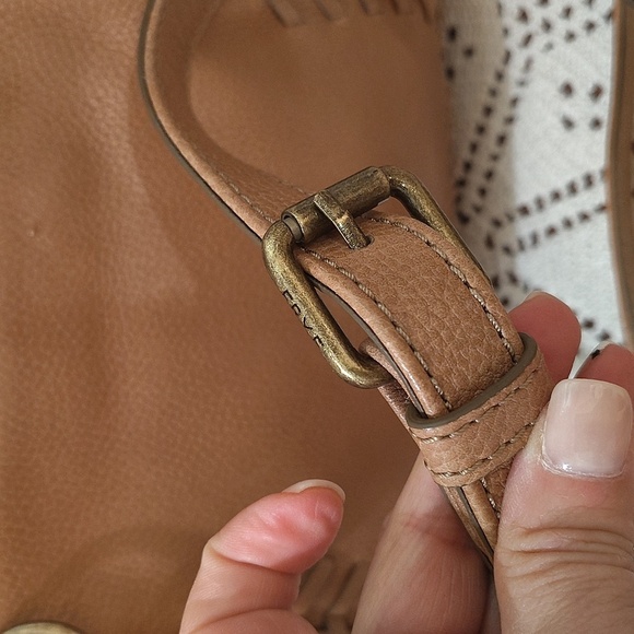 FRYE Meadow Mini Brown Crossbody Adjustable Strap Braided Detail 3 Compartments - Picture 2 of 15